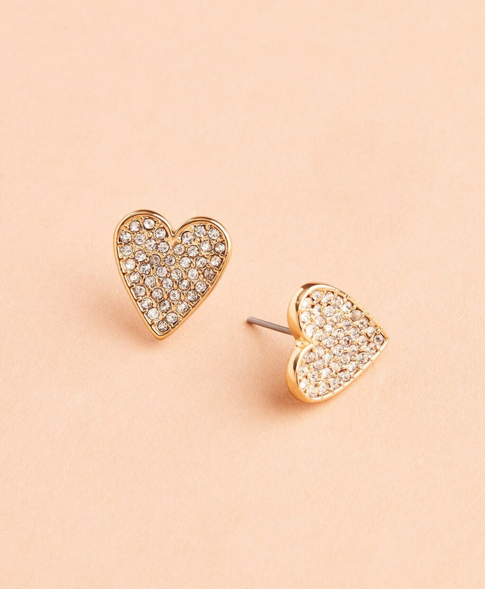 Brooks Brothers Women Crystal-Covered Heart Stud Earrings