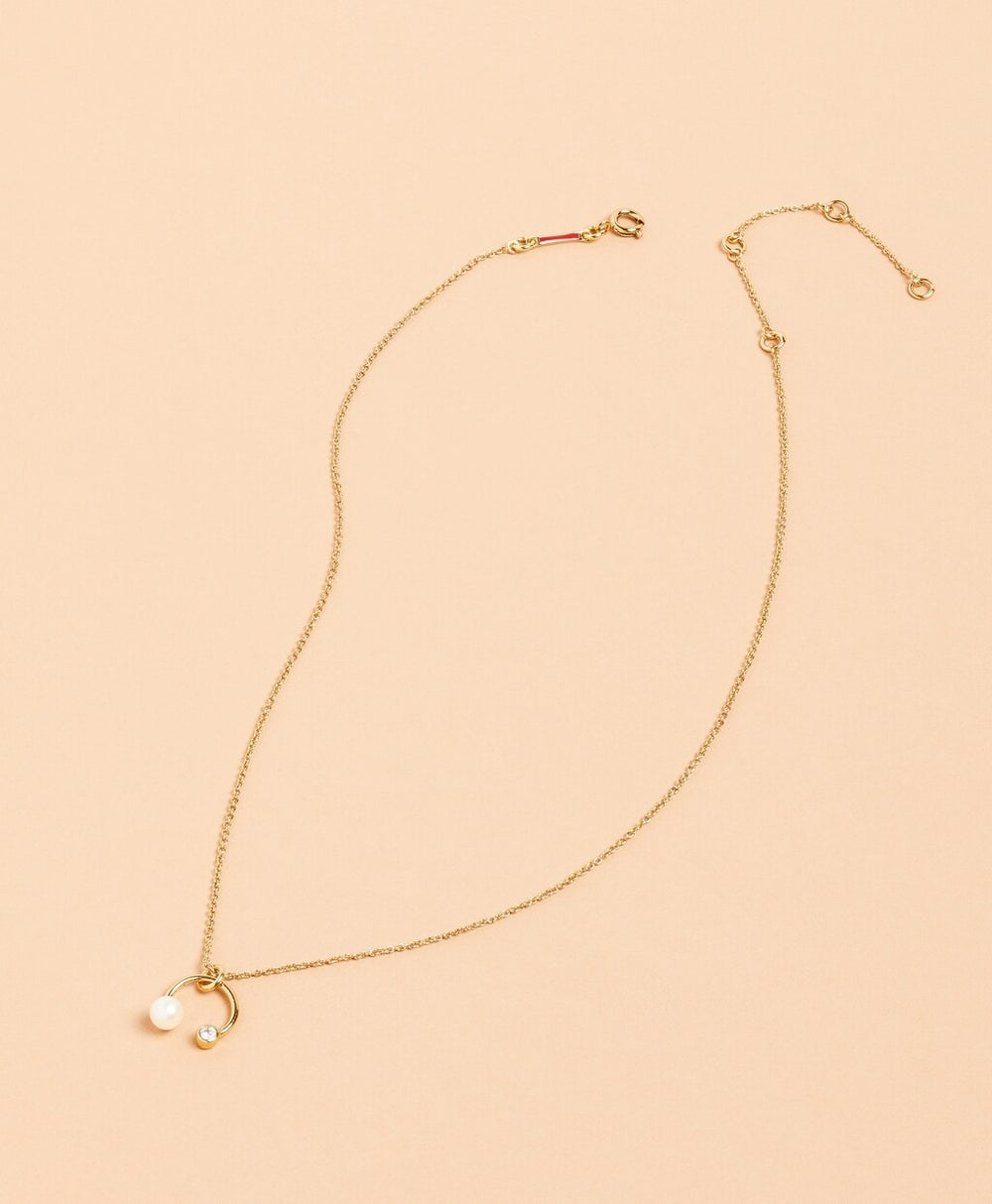 Brooks Brothers Women Demi-Fine Freshwater Pearl & Crystal Necklace