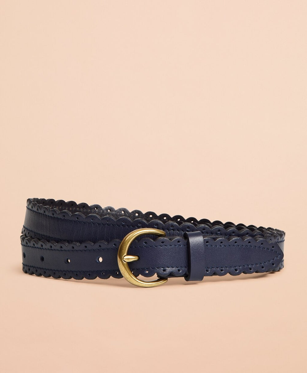 Brooks Brothers Women Scalloped Leather Belt