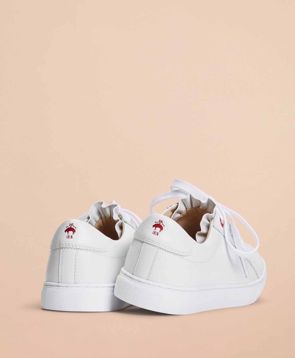 Brooks Brothers Women Ruffle-Trimmed Leather Low-Top Sneakers
