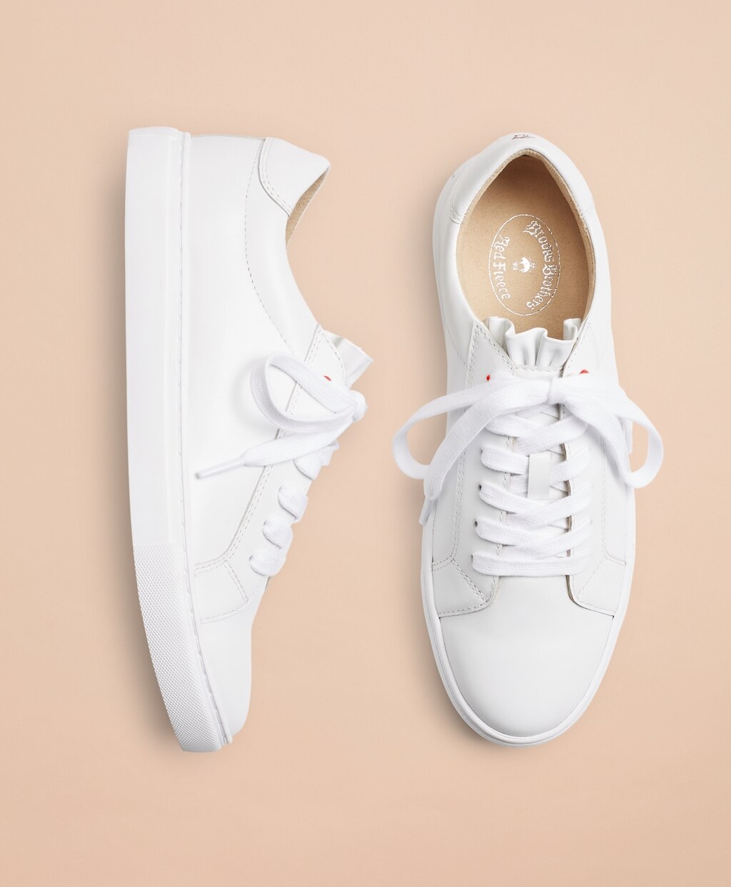 Brooks Brothers Women Ruffle-Trimmed Leather Low-Top Sneakers