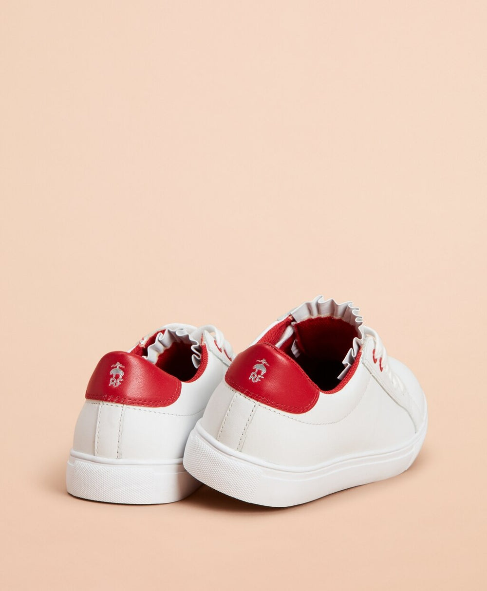 Brooks Brothers Women Ruffle-Trim Color-Block Leather Low-Top Sneakers