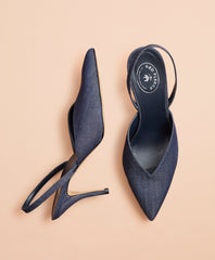 Brooks Brothers Women Denim Sling-Back High Heels
