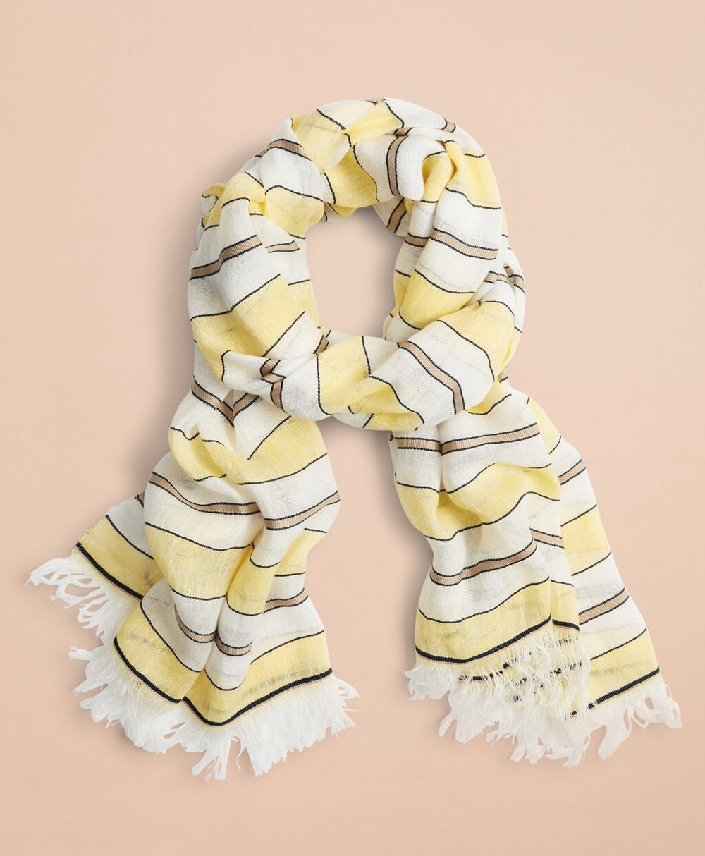 Brooks Brothers Women Striped Linen-Cotton Gauze Scarf