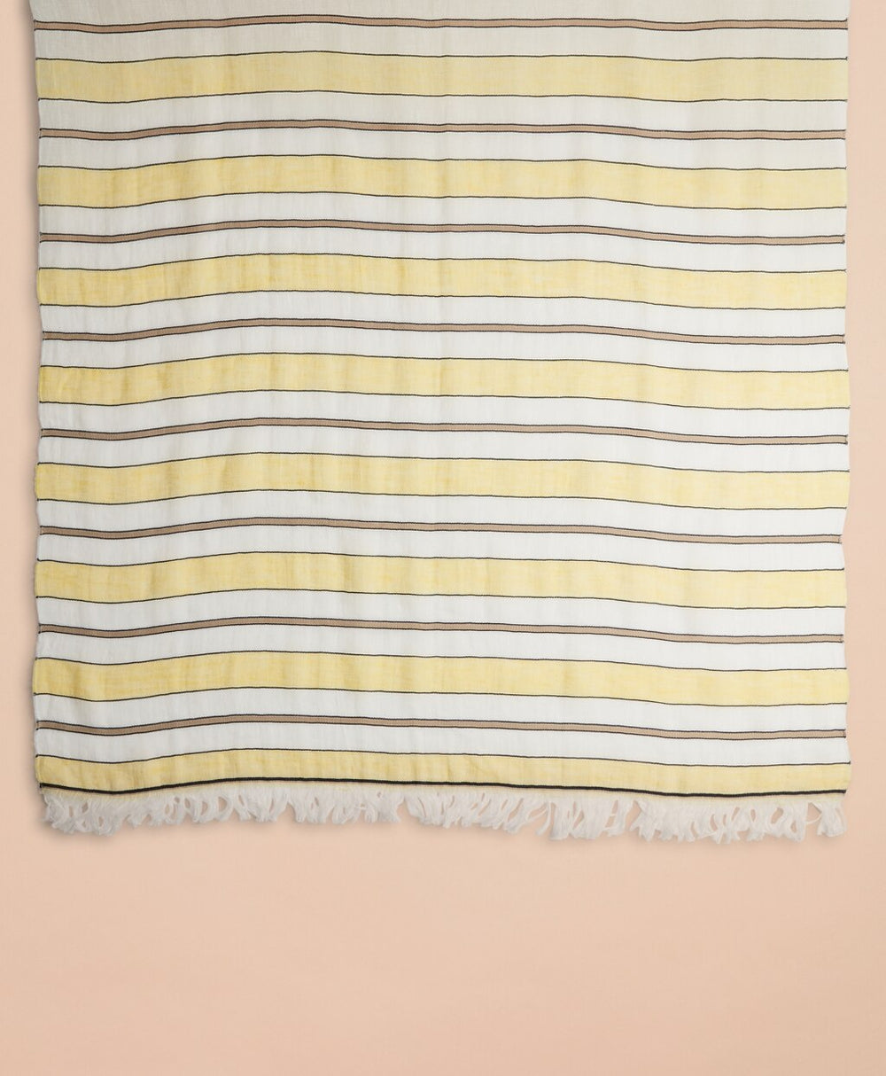 Brooks Brothers Women Striped Linen-Cotton Gauze Scarf