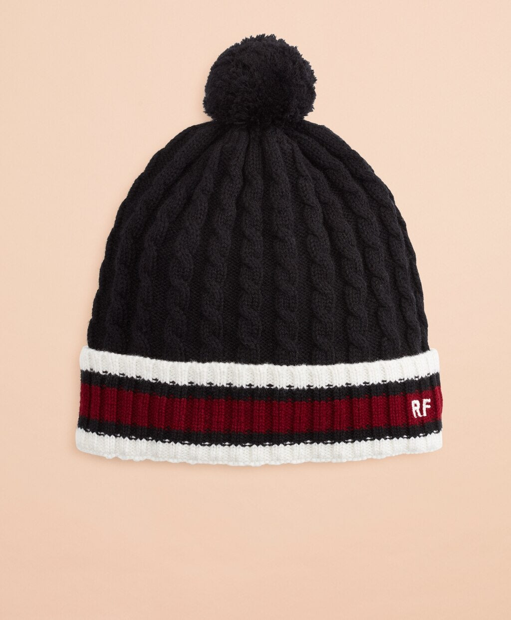 Brooks Brothers Women Striped Cable-Knit Wool-Cotton Hat