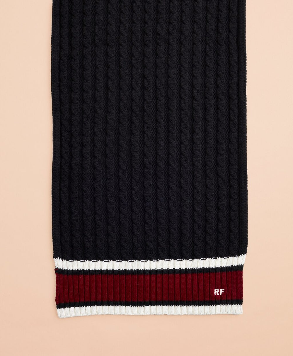 Brooks Brothers Women Striped Cable-Knit Wool-Cotton Scarf