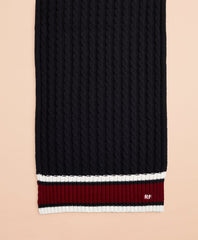 Brooks Brothers Women Striped Cable-Knit Wool-Cotton Scarf