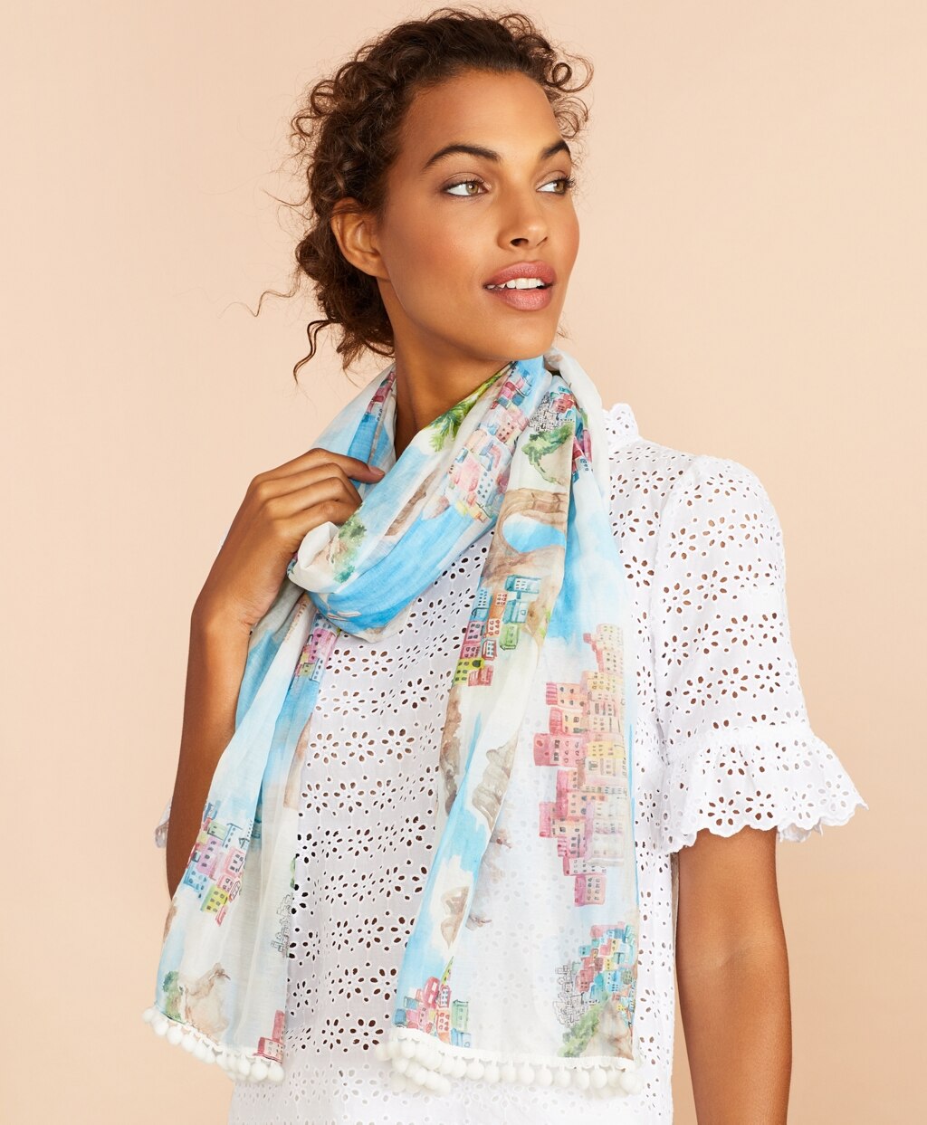 Brooks Brothers Women Tropical-Print Cotton-Silk Oblong Scarf