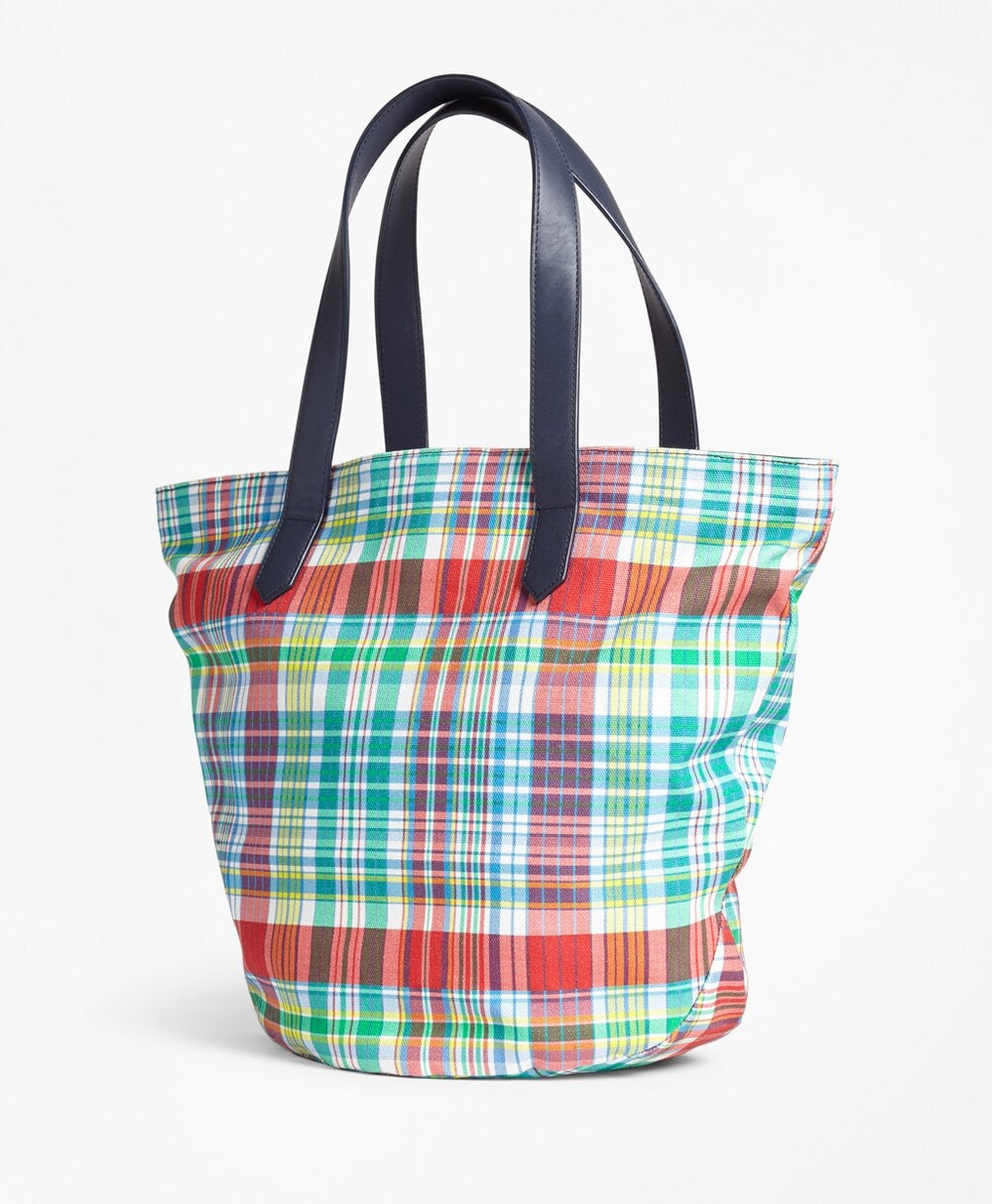 Brooks Brothers Women Madras-Print Canvas Tote Bag