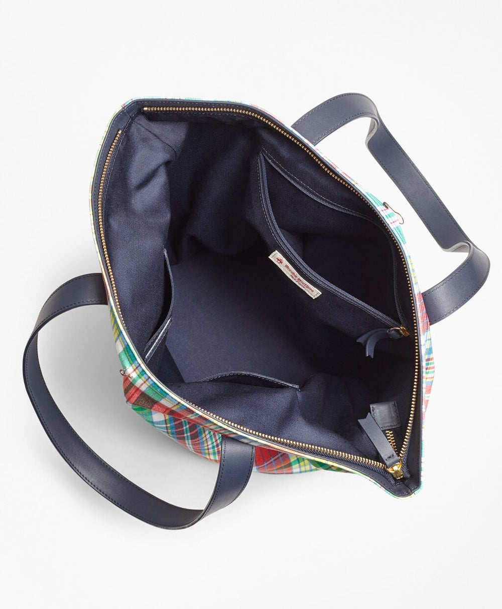 Brooks Brothers Women Madras-Print Canvas Tote Bag