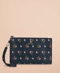 Brooks Brothers Women Floral-Print Saffiano Leather Wristlet Clutch