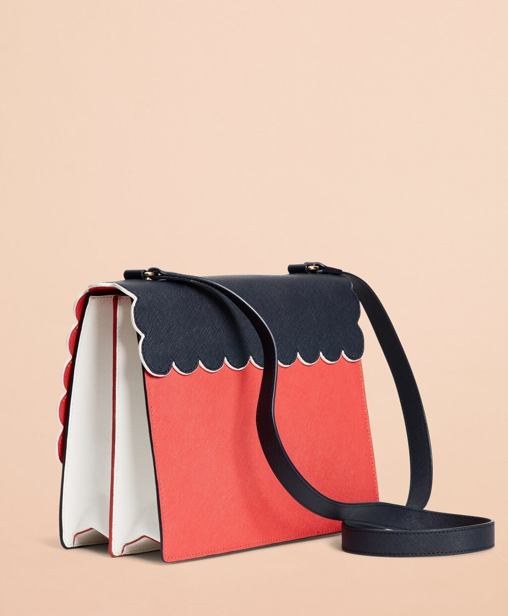 Brooks Brothers Women Color-Block Saffiano Leather Shoulder Bag