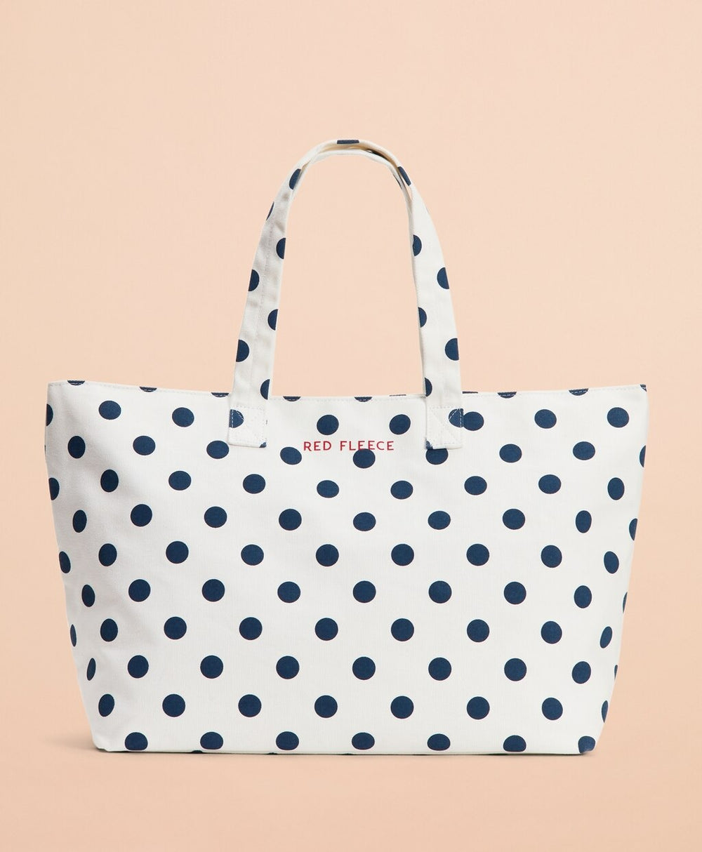 Brooks Brothers Women Polka-Dot Canvas Tote Bag