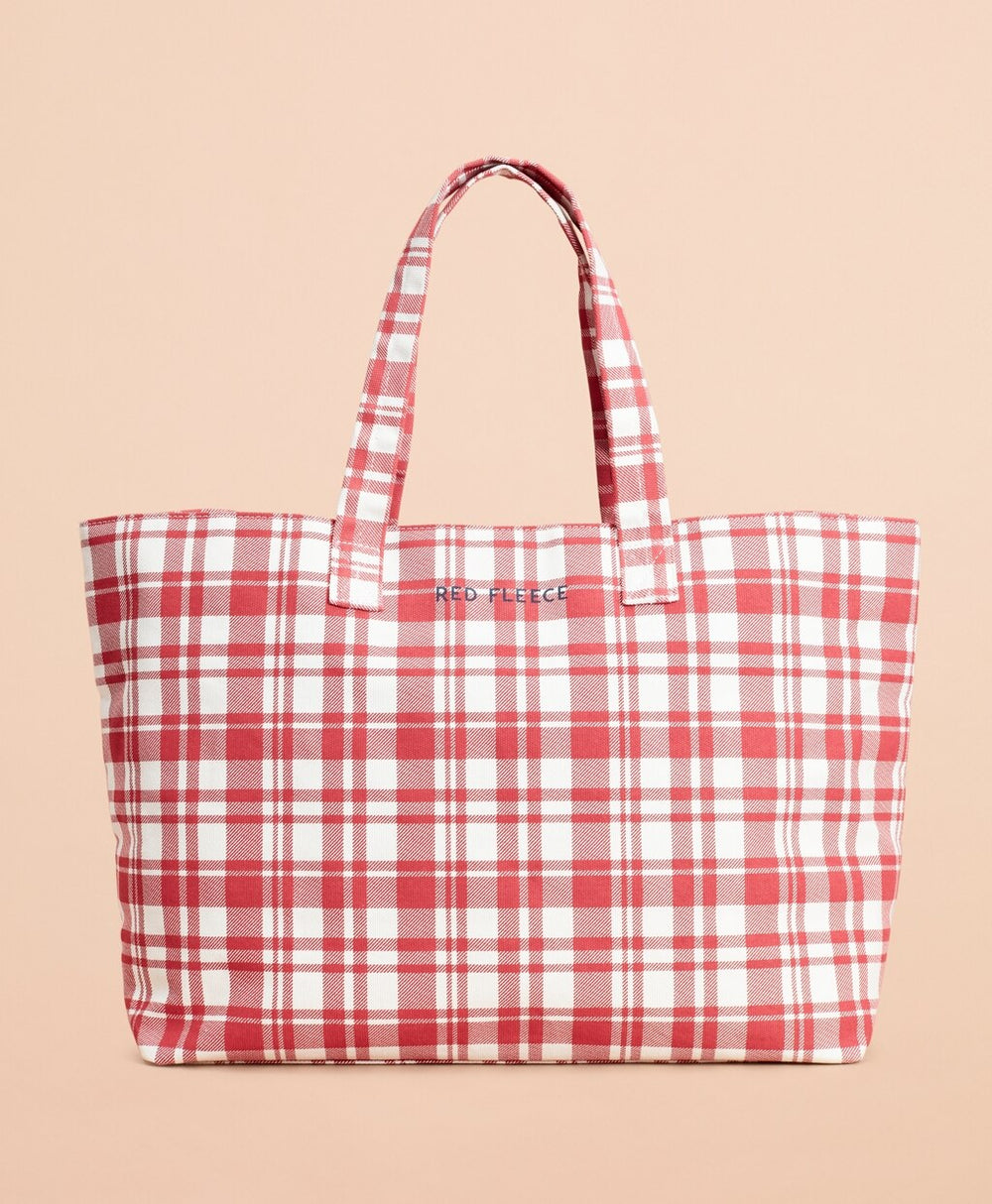 Brooks Brothers Women Plaid Canvas Tote Bag