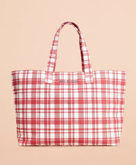 Brooks Brothers Women Plaid Canvas Tote Bag