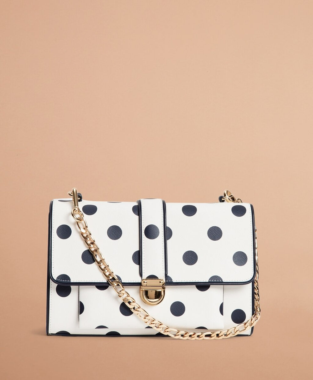 Brooks Brothers Women Polka-Dot Saffiano Leather Shoulder Bag