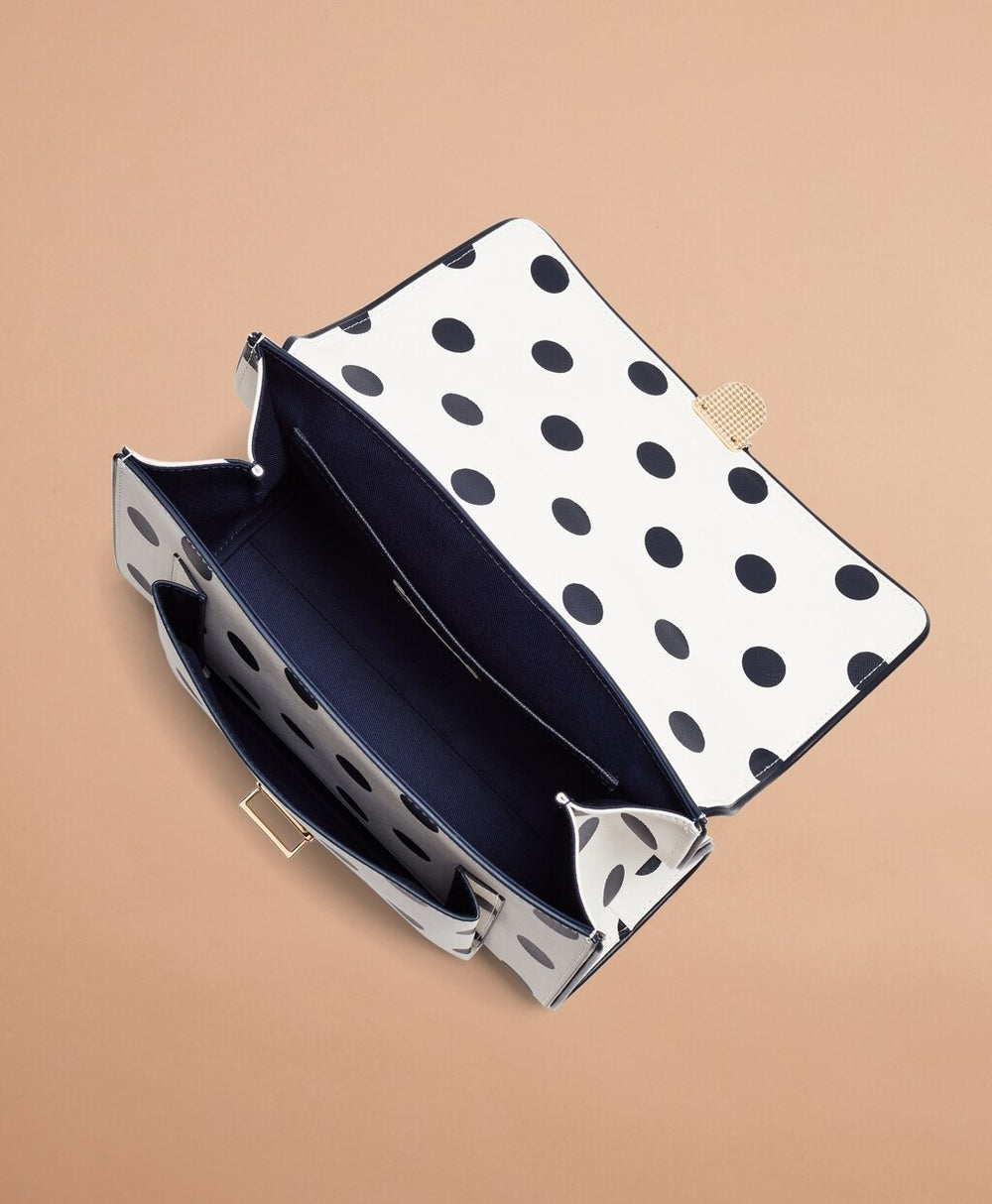 Brooks Brothers Women Polka-Dot Saffiano Leather Shoulder Bag