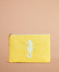 Brooks Brothers Women Seahorse-Embroidered Canvas Clutch