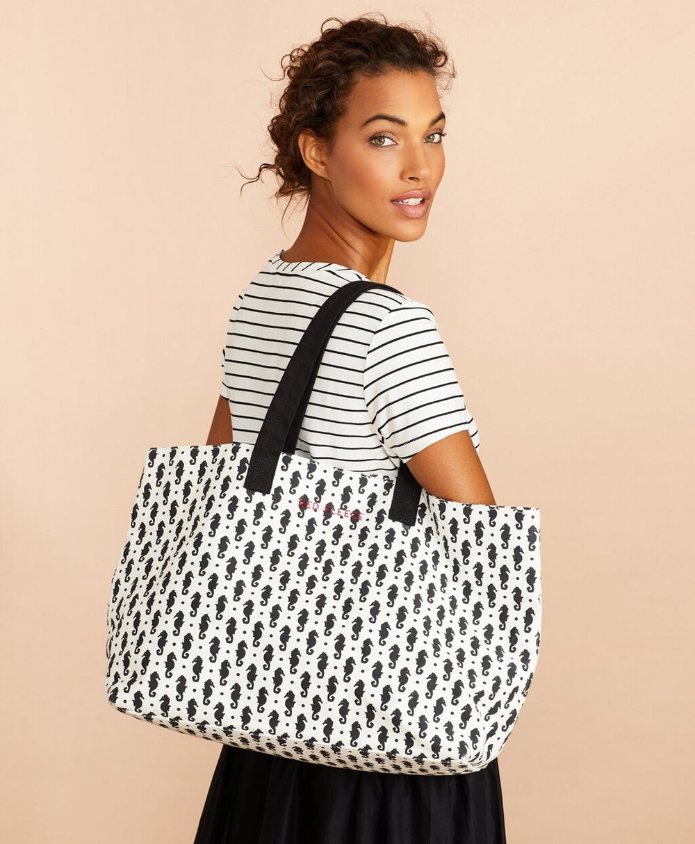 Brooks Brothers Women Seahorse-Print Canvas Tote Bag