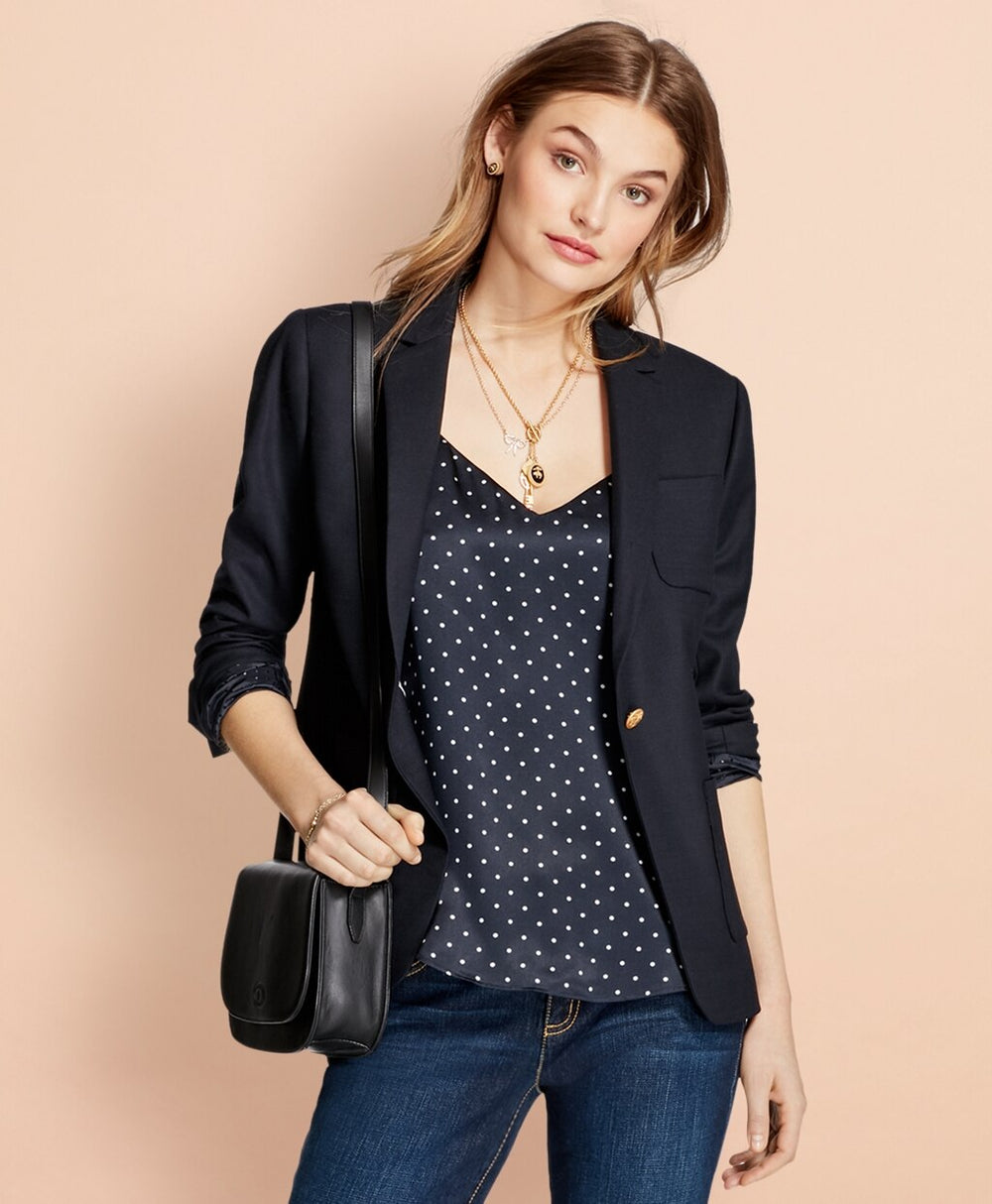 Brooks Brothers Women Patch Pocket Stretch Wool Blazer