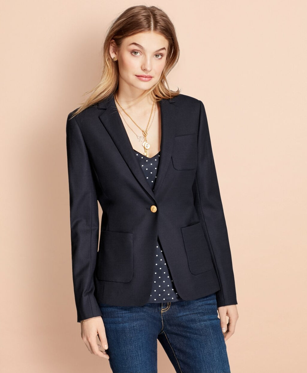 Brooks Brothers Women Patch Pocket Stretch Wool Blazer