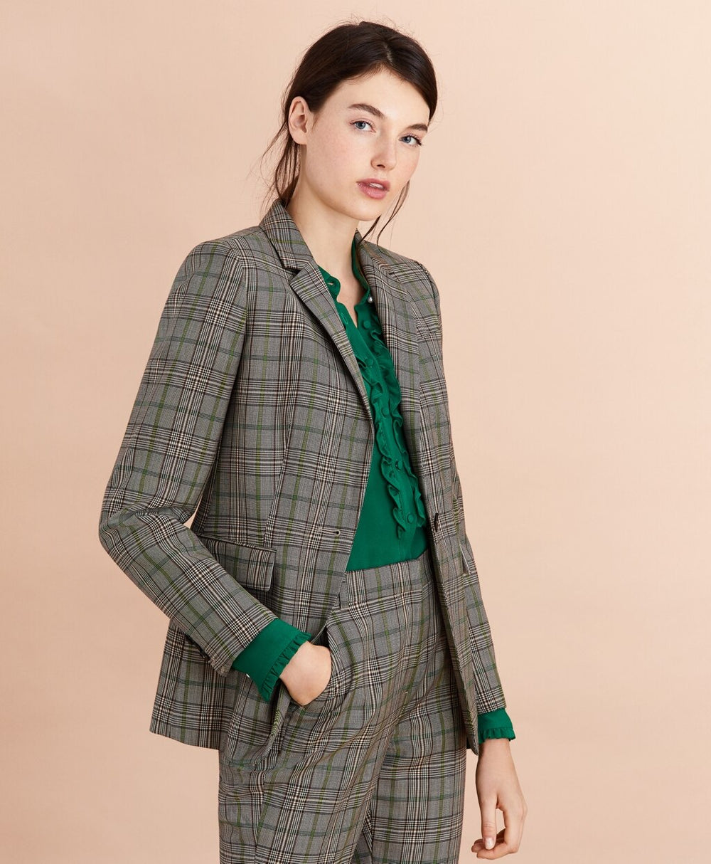 Brooks Brothers Women Plaid Wool Tweed Jacket