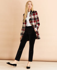 Brooks Brothers Women Plaid Wool Twill Long Jacket