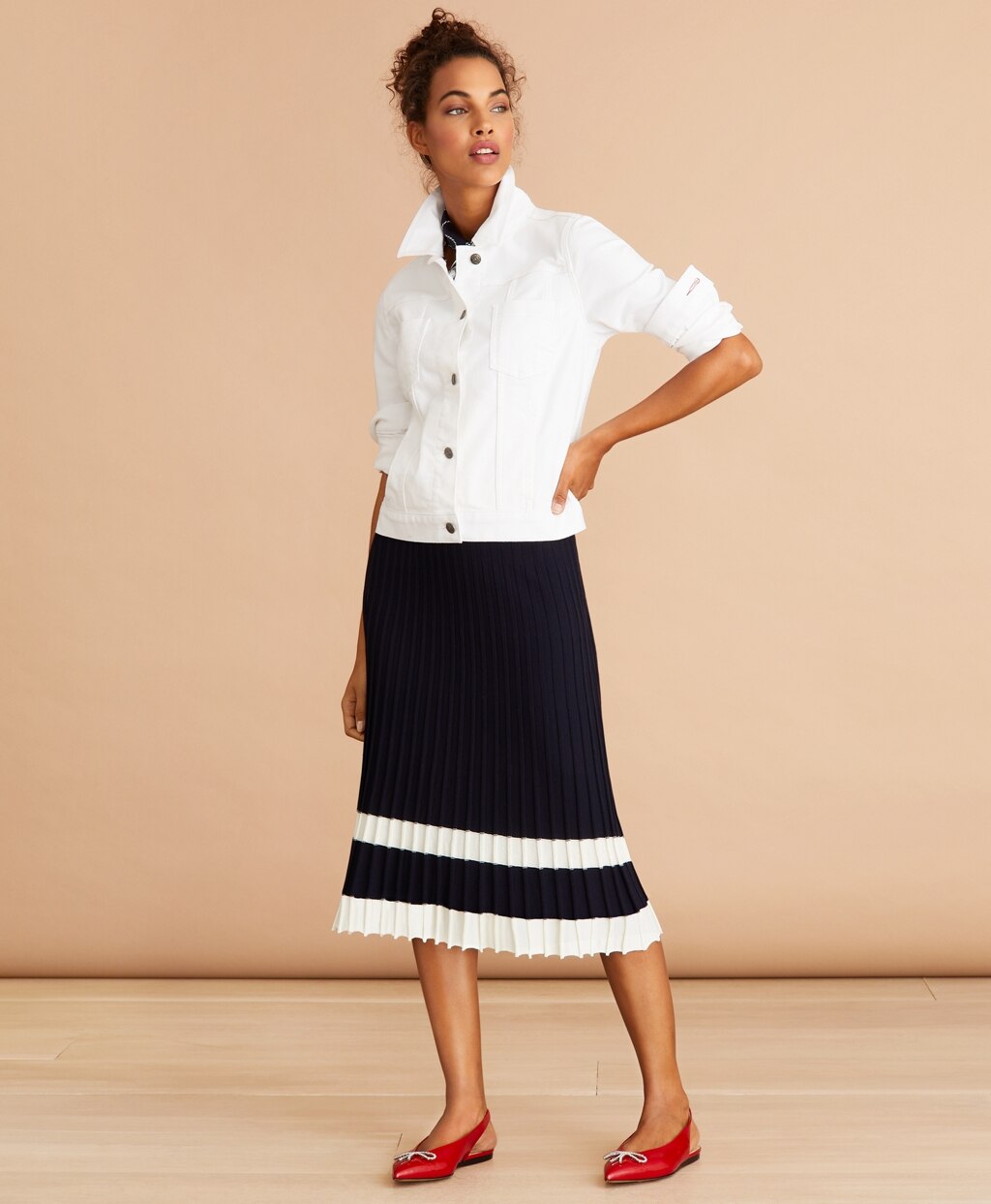 Brooks Brothers Women Pleated Sweater Midi Skirt