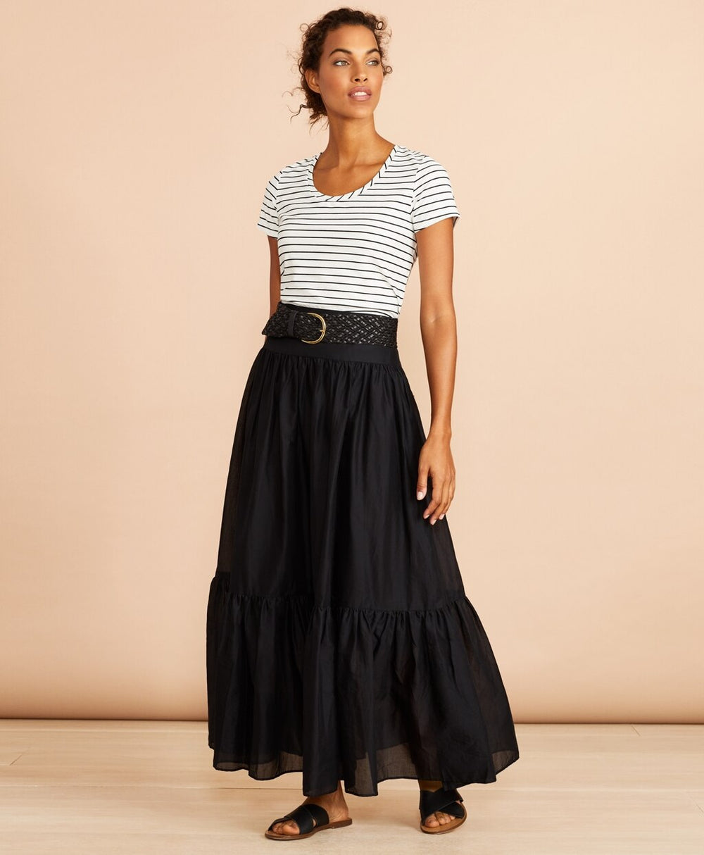 Brooks Brothers Women Flounced Cotton Maxi Skirt