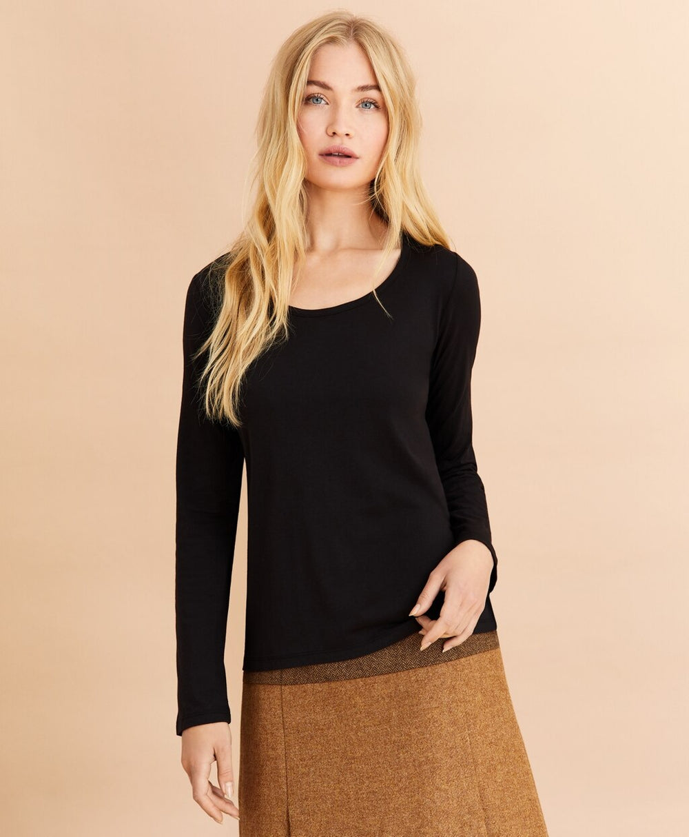 Brooks Brothers Women Scoopneck Long-Sleeve T-Shirt