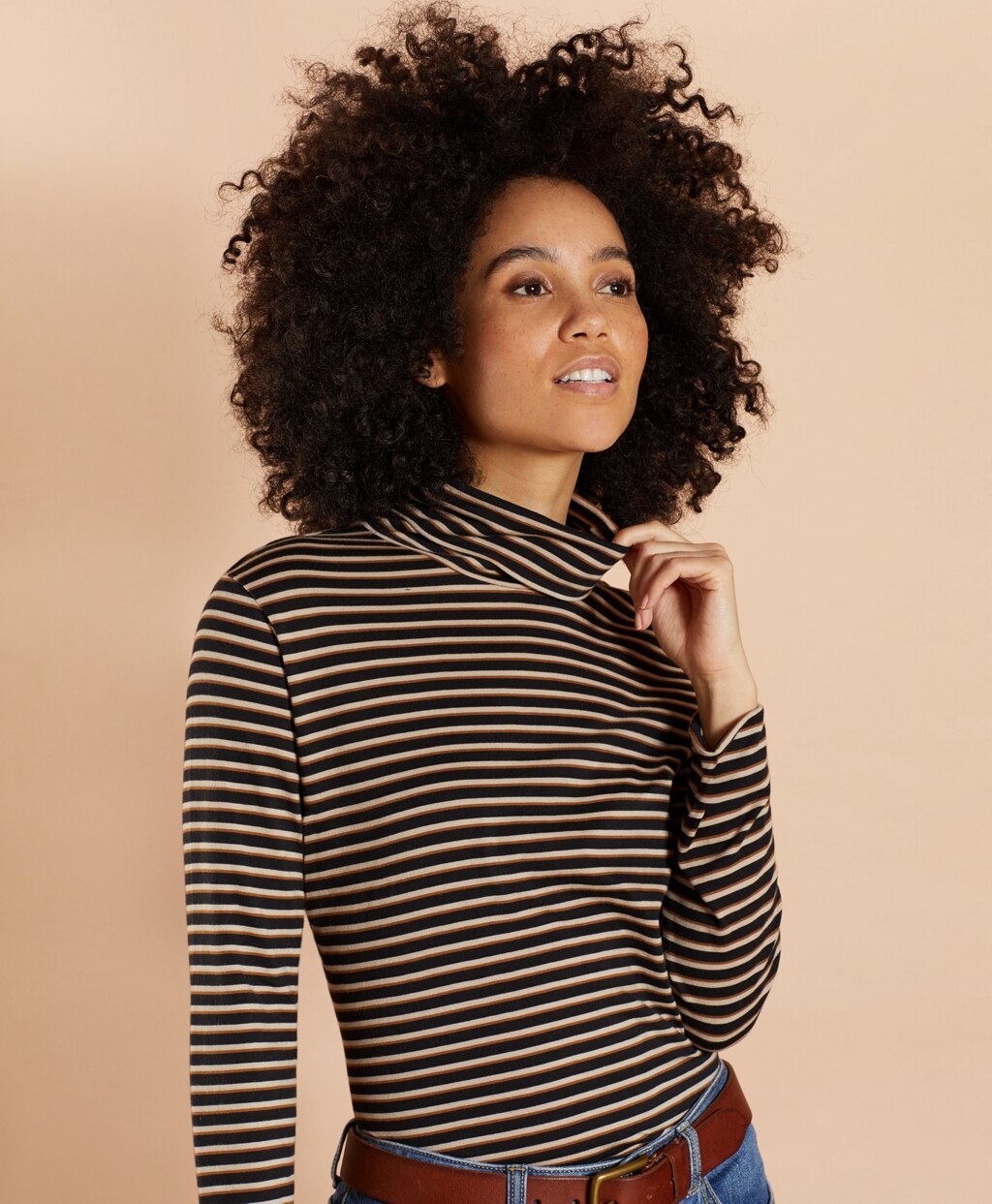 Brooks Brothers Women Striped Long-Sleeve Turtleneck