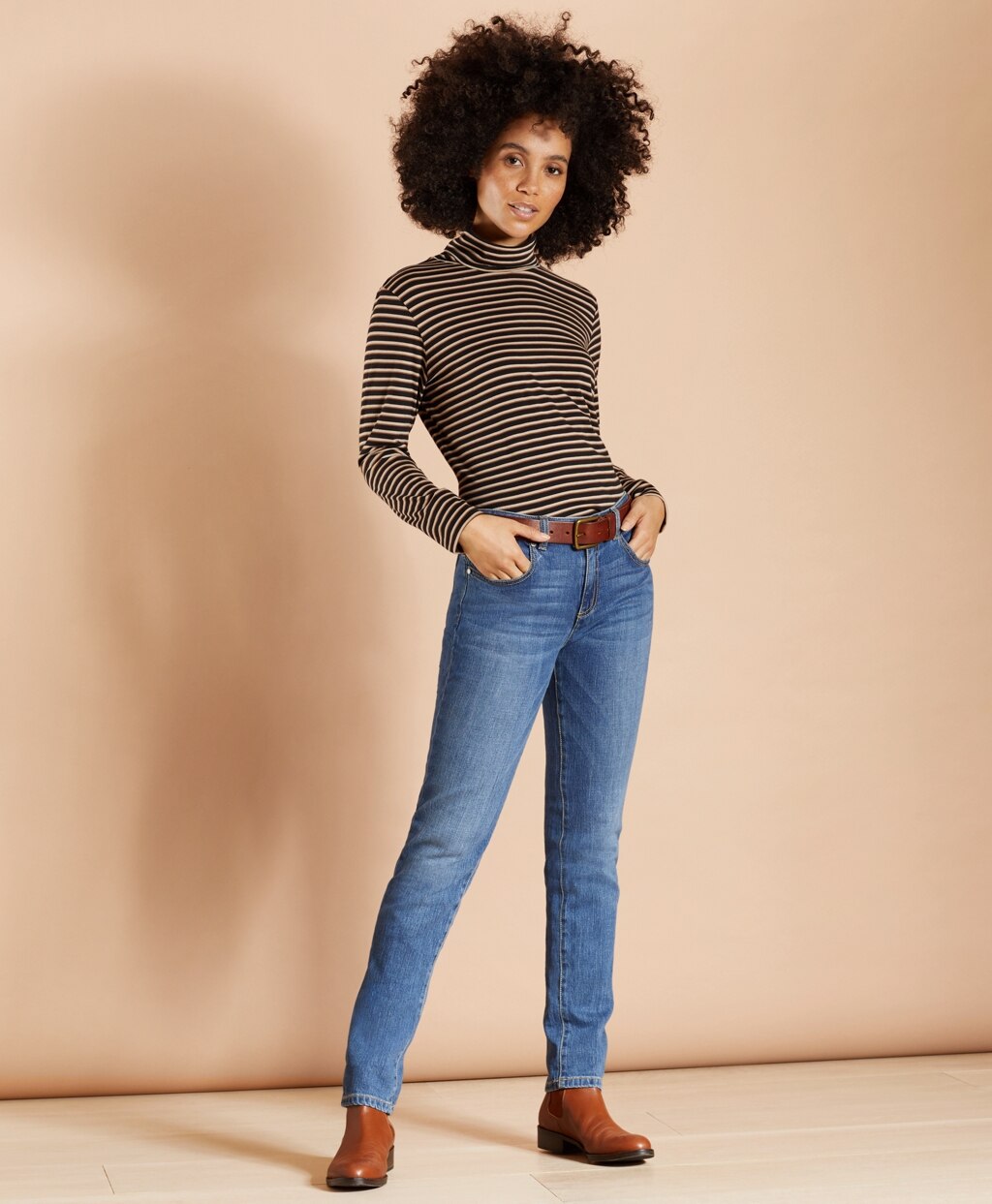 Brooks Brothers Women Striped Long-Sleeve Turtleneck
