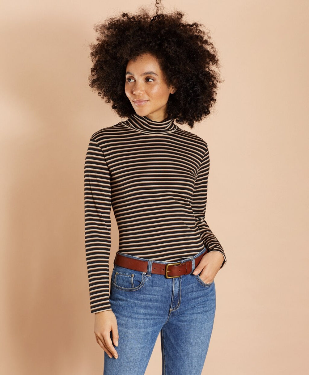 Brooks Brothers Women Striped Long-Sleeve Turtleneck