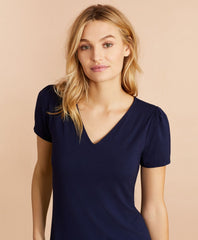 Brooks Brothers Women Puff-Sleeve V-Neck T-Shirt