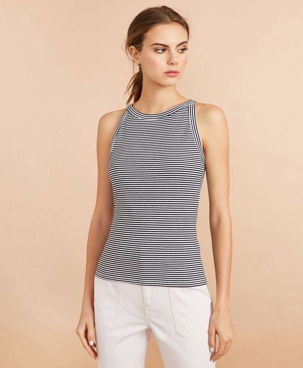 Brooks Brothers Women Striped Rib-Knit Tank Top