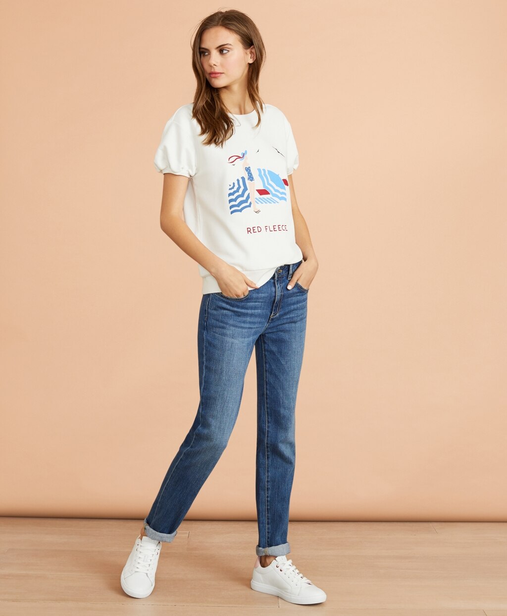 Brooks Brothers Women Beach Graphic French Terry Top