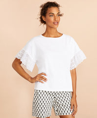 Brooks Brothers Women Eyelet-Trim Oversize T-Shirt
