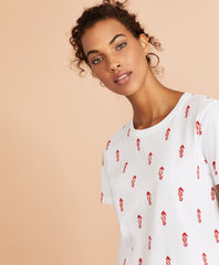 Brooks Brothers Women Sequined Seahorse-Print Cotton T-Shirt