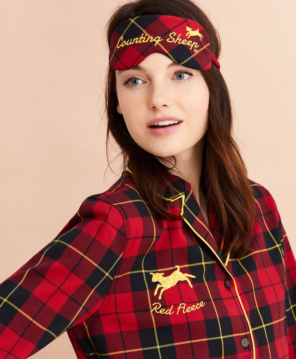 Brooks Brothers Women Tartan Cotton Twill Pajama & Eye-Mask Set