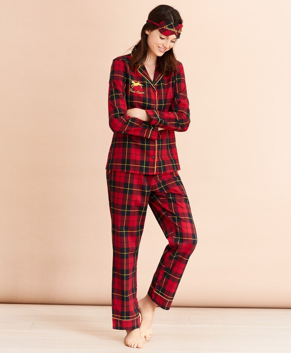 Brooks Brothers Women Tartan Cotton Twill Pajama & Eye-Mask Set