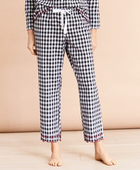 Brooks Brothers Women Scalloped Gingham Cotton Pajama & Eye-Mask Set