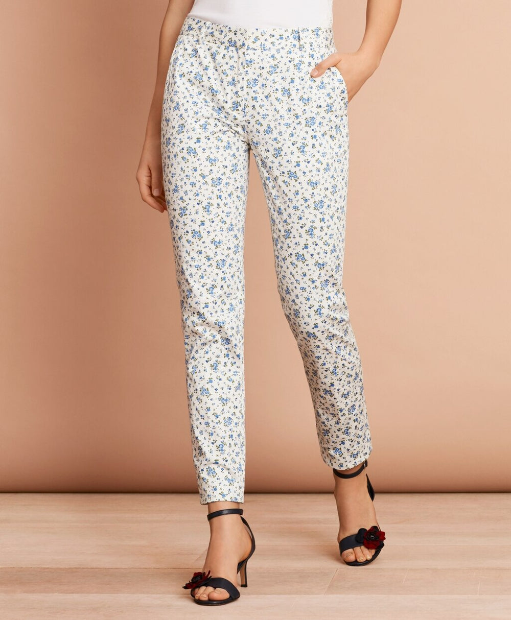 Brooks Brothers Women Floral-Print Stretch Cotton Sateen Pants