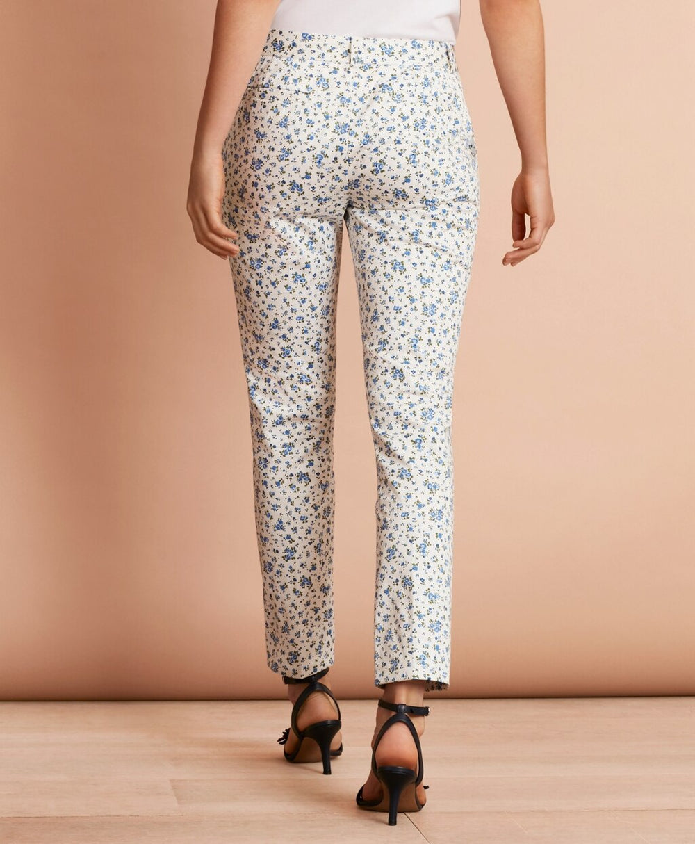 Brooks Brothers Women Floral-Print Stretch Cotton Sateen Pants