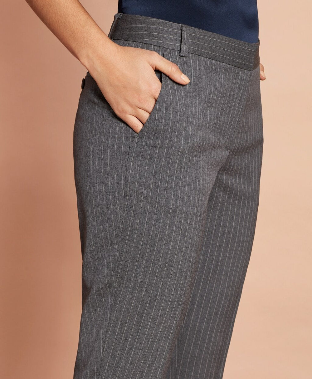 Brooks Brothers Women Slim-Fit Pinstripe Stretch Wool Pants