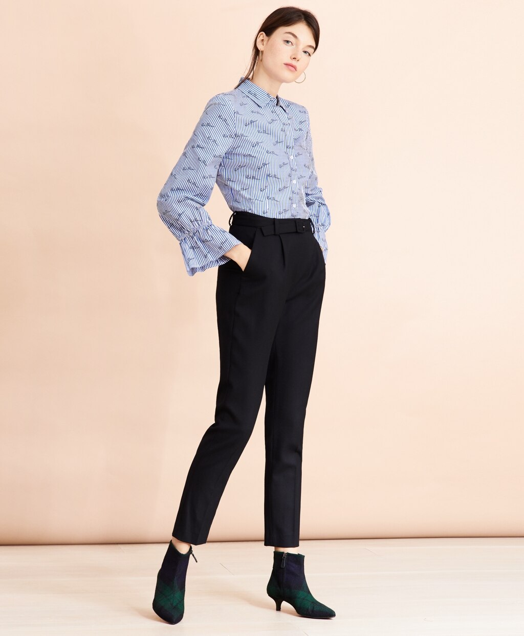 Brooks Brothers Women Slim-Fit Stretch Merino Wool-Blend Twill Pants