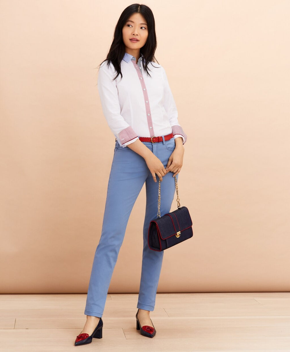 Brooks Brothers Women Stretch Cotton Sateen Five-Pocket Pants