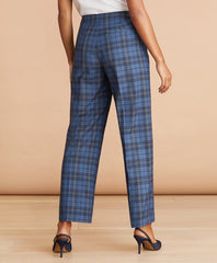 Brooks Brothers Women Tartan Wool Cropped Wide-Leg Pants