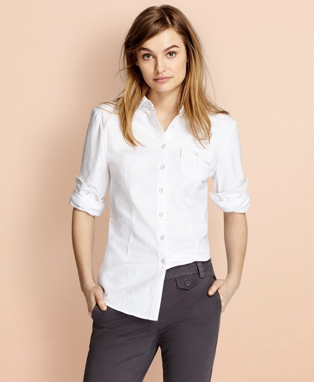 Brooks Brothers Women Dobby-Dot Cotton Oxford Shirt