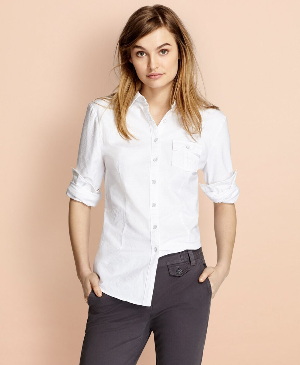Brooks Brothers Women Dobby-Dot Cotton Oxford Shirt